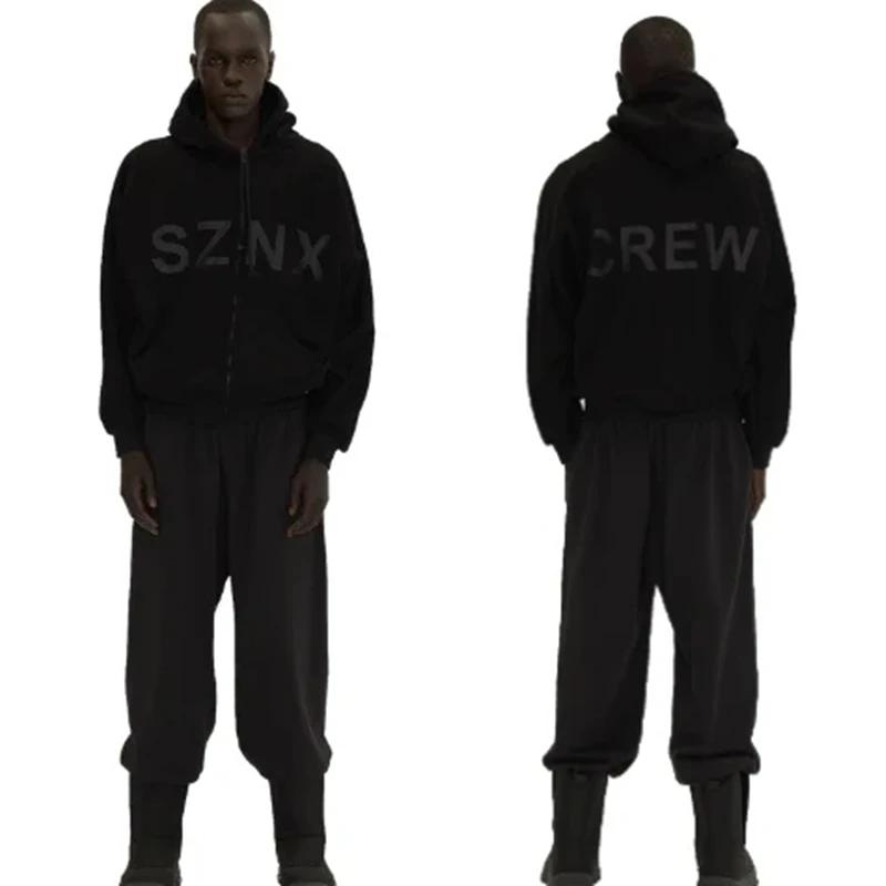 Cardigan noir cartouches Kanye SZNX CREW sweat à capuche avec fermeture éclair hommes femmes meilleu