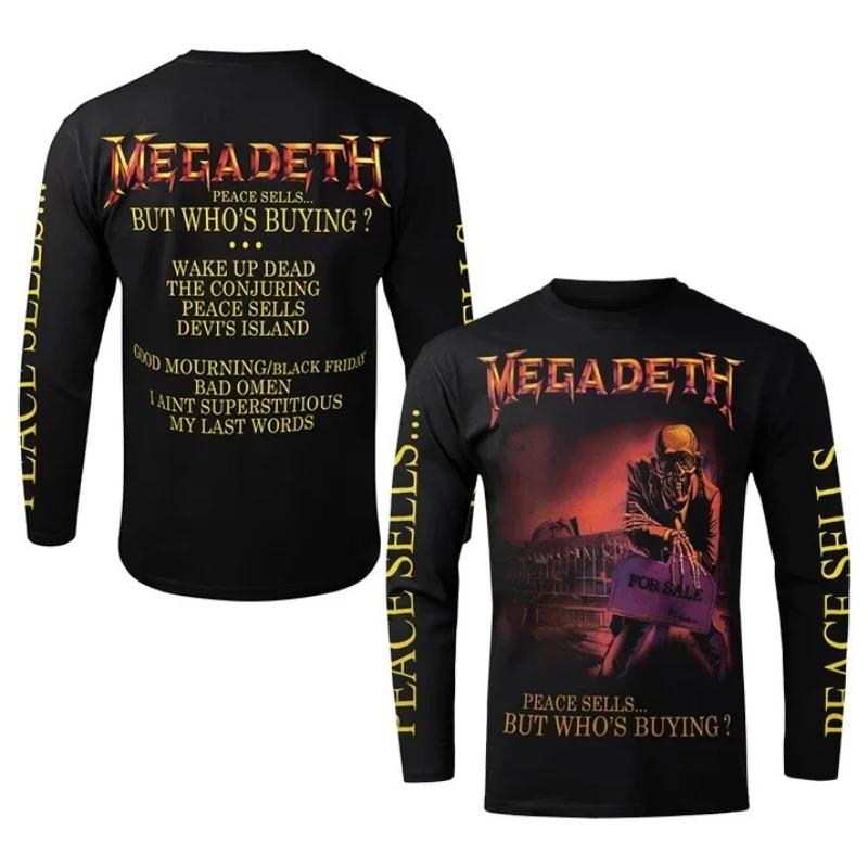 T-shirt unisexe à manches longues imprimé en 3D de la groupe de rock punk américain Megadeth, mode a