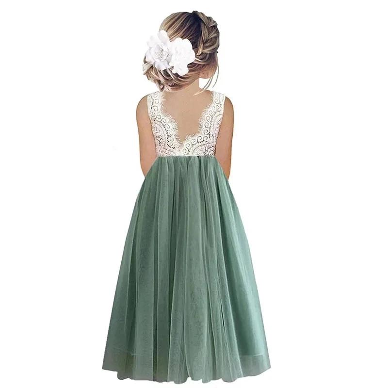 Robe princesse de fête en dentelle pour filles, à fleurs, pour bébés enfants, robes d'été pour maria