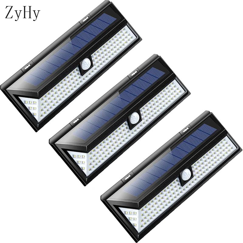 Applique murale solaire LED avec capteur extérieur, 118 lumières, 4400mAh, éclairage puissant, capte