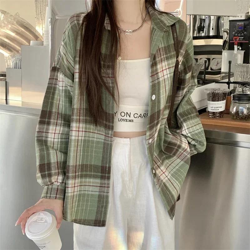 Chemise en flanelle noire pour femmes, manches longues, col boutonné, chemise à carreaux Tartan, ves