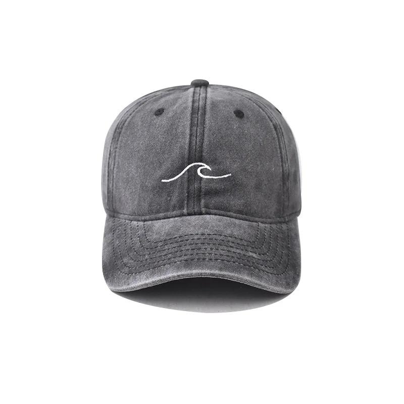 Casquette de Baseball brodée d'ondulation ondulée, couleur unie, en coton lavé, chapeaux de papa sim