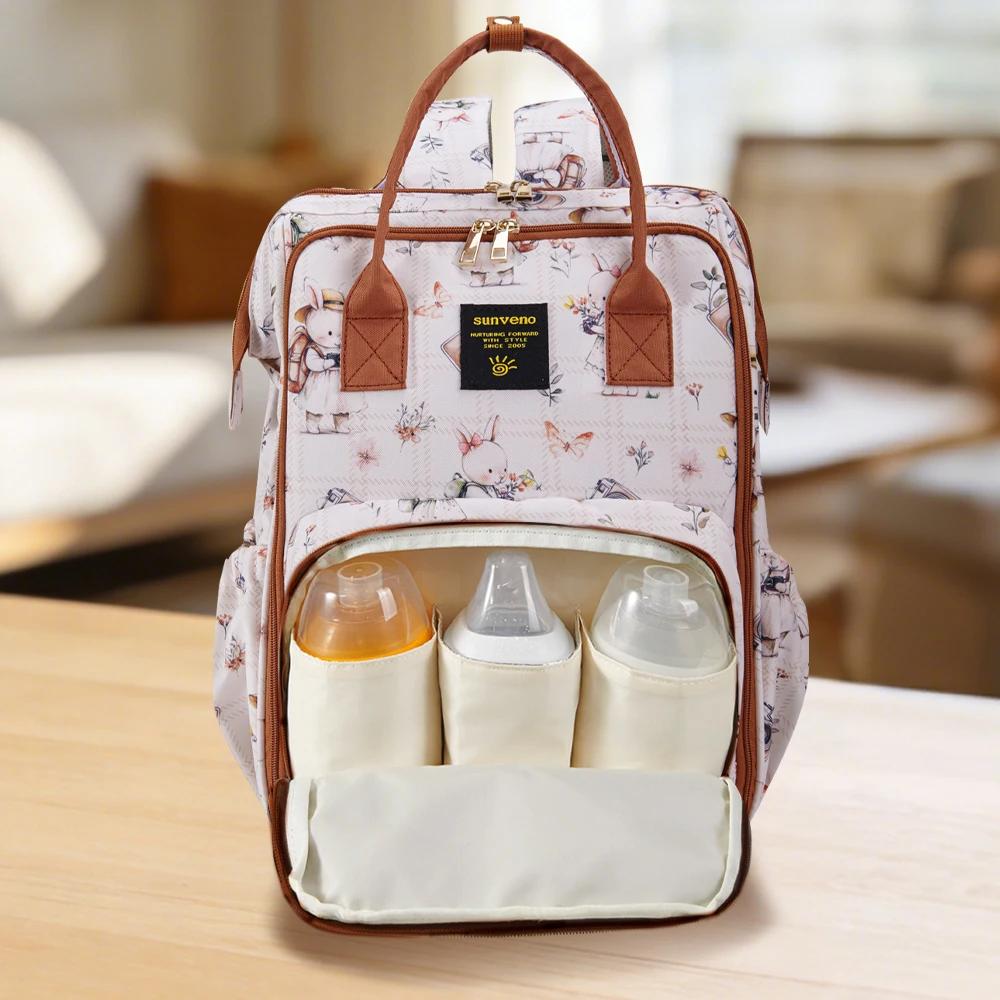Sac à dos pour couches Sunveno de grande capacité – Sac de maternité élégant avec poches multifoncti