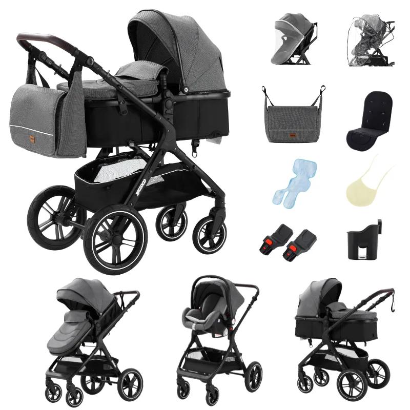 Poussette multifonctionnelle 3 en 1, combinaisons poussette-chauffe-bébé, système de voyage compact 