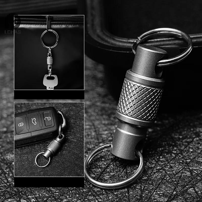 Porte-clés en alliage de titane, 1 pièce, amovible, Rotation à 360 degrés, multifonctionnel, Portabl