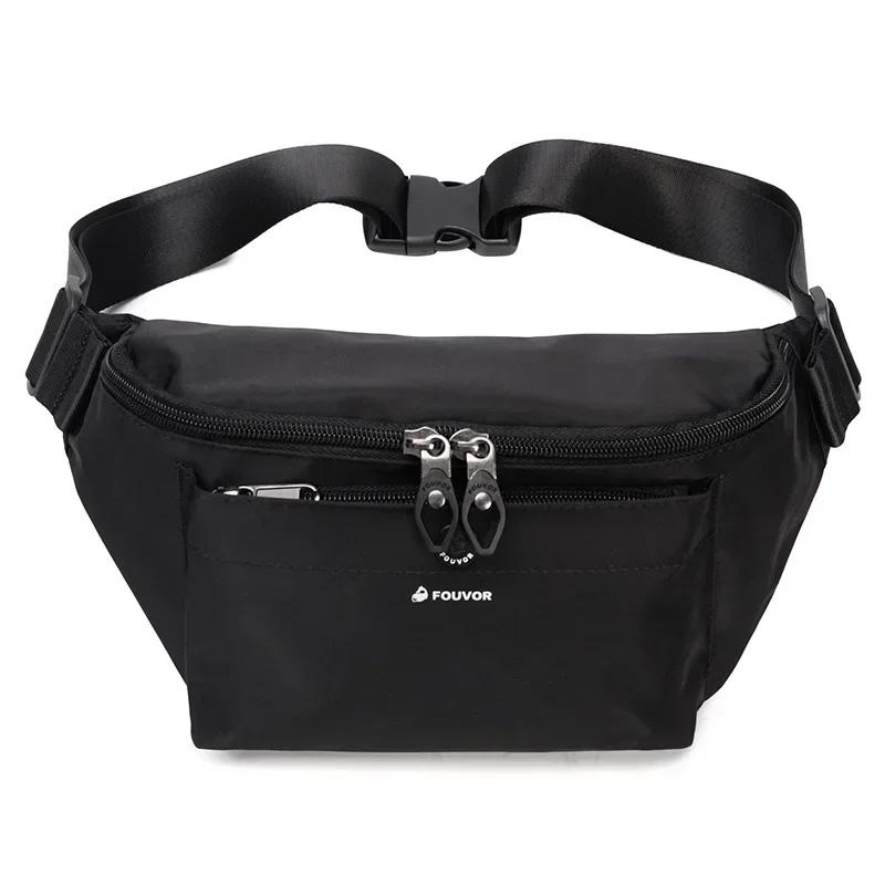 Fouvor – sac de taille rouge en Nylon, sangle réglable, Double fermeture éclair, poche avant, sacs b