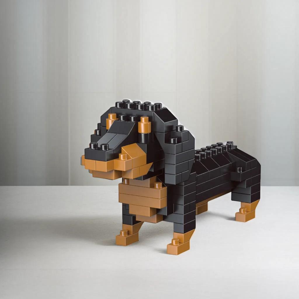 Mini blocs de construction pour chien teckel, jouet pour adultes et enfants: design détaillé et réal