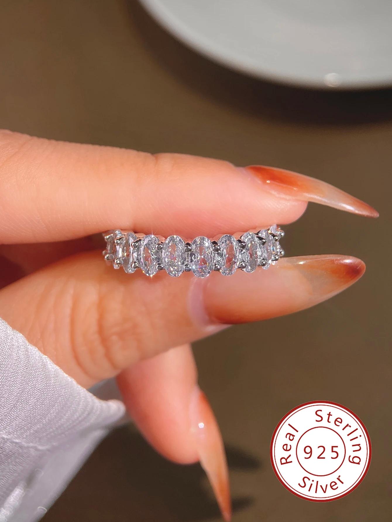Bague ovale en argent Sterling 925 pour femmes, Zircon Original, à la mode, cadeau de fiançailles, d