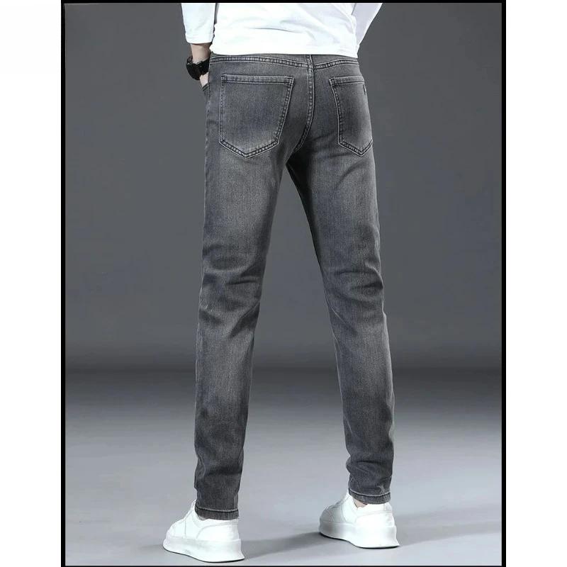 Jean pour homme, coupe slim élastique, jambe droite légère, denim haut de gamme, pantalon long en de