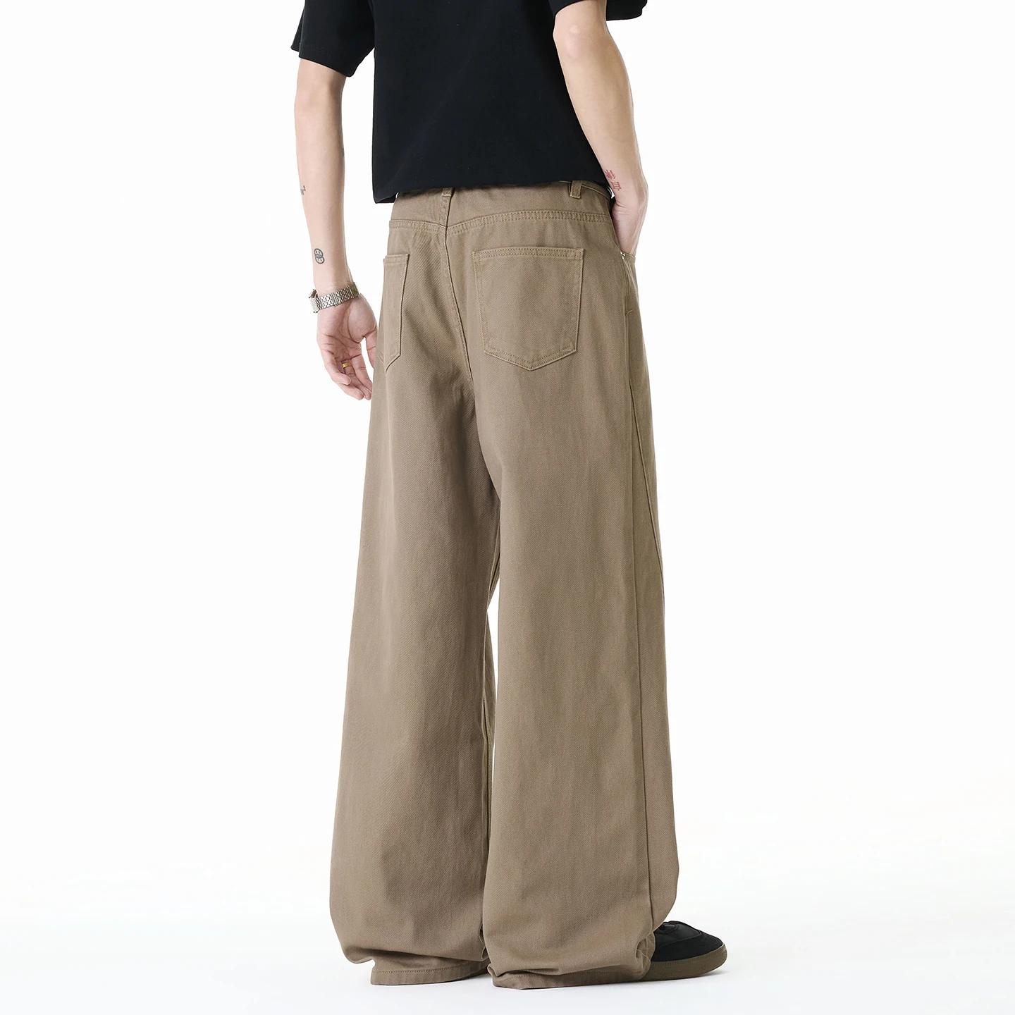 Jean en coton pour homme tendance printemps 2026, coupe large décontractée, longueur au sol, pantalo