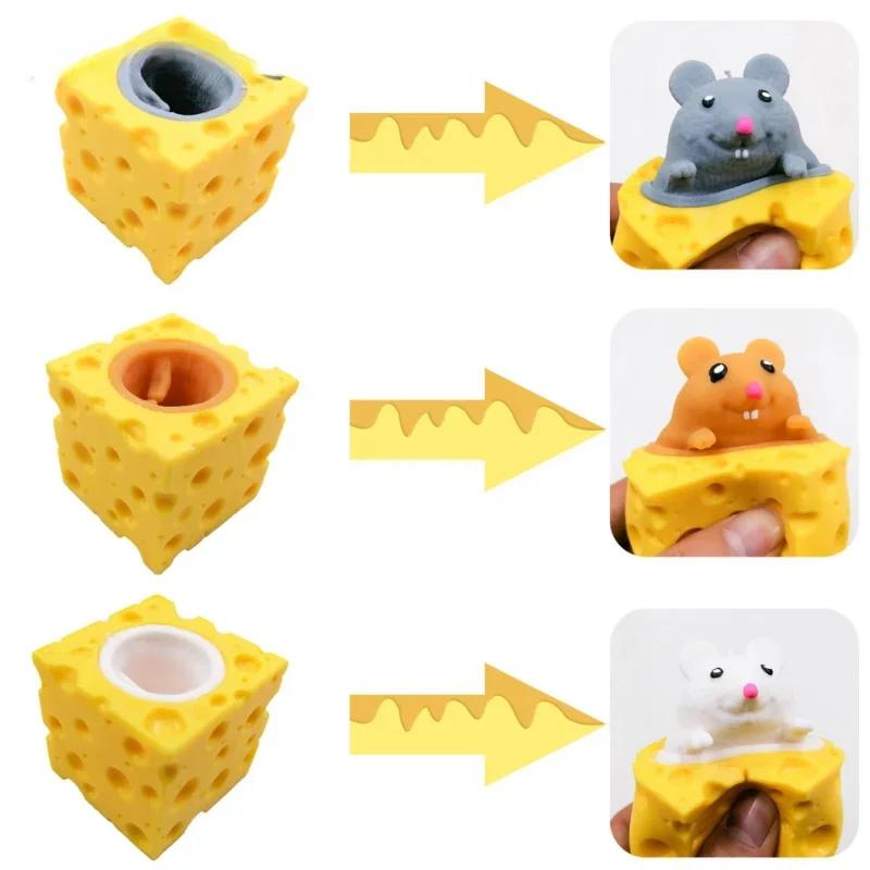 Bloc de souris et de fromage amusant Pop-Up, jouet Anti-stress à presser, figurines cachées et cherc