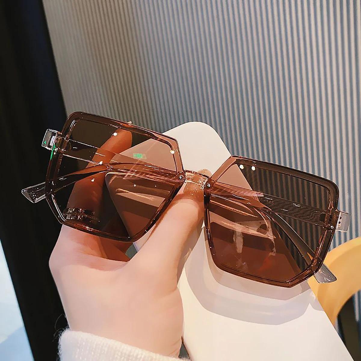 Lunettes de soleil Vintage à grande monture pour femmes et hommes, carrées de marque, rétro, lunette