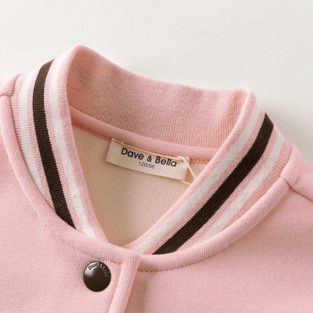 Dave Bella filles hiver automne tricoté velours épaissir veste manteau pour enfants décontracté vête