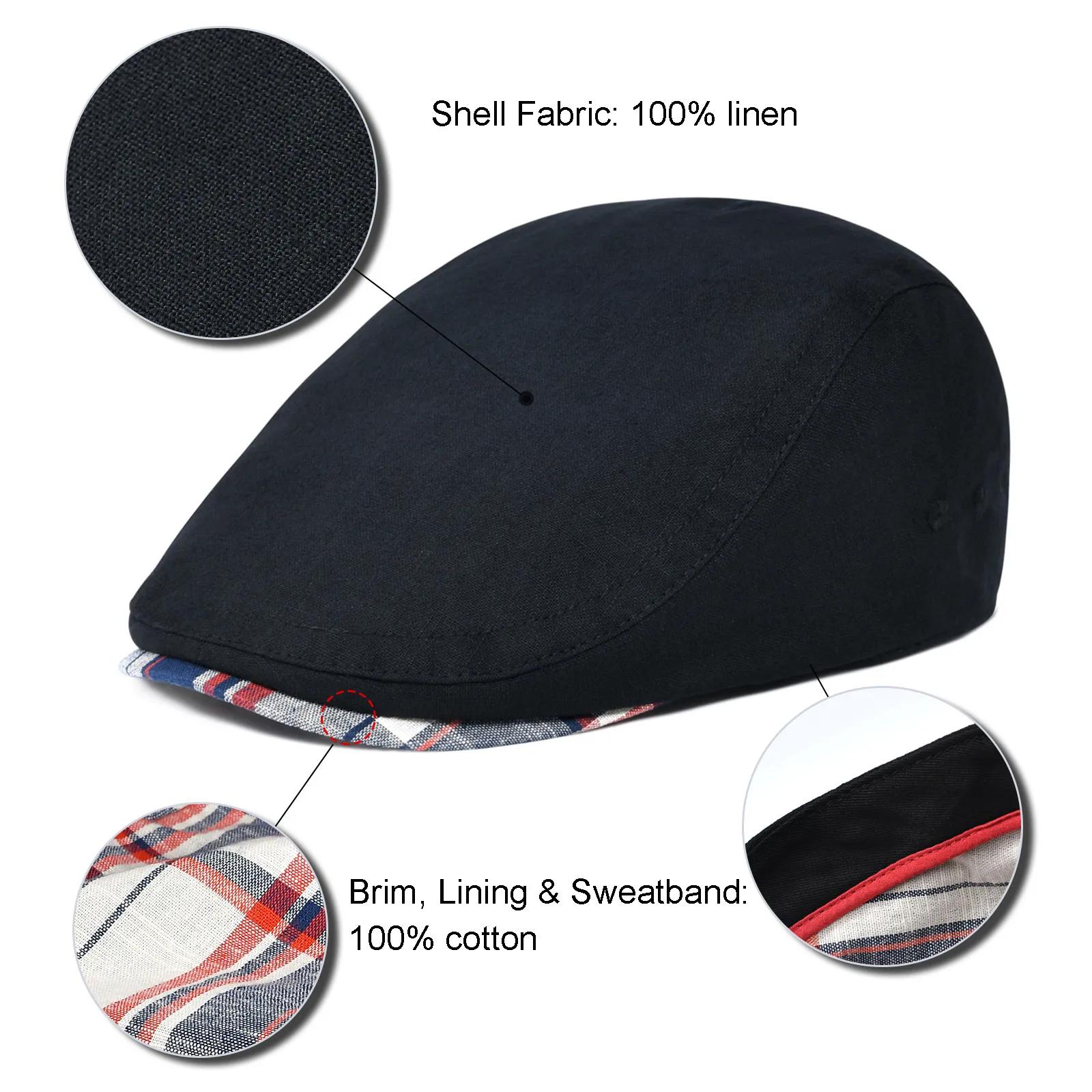 Jangoul hommes casquette plate doux Vintage lin chapeaux décontracté rétro gavroche chapeau béret po