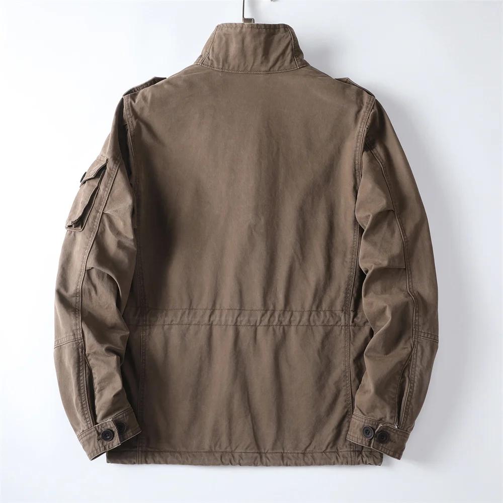 Vestes décontractées de printemps pour hommes, Style rétro américain, en coton épais, multi-poches, 