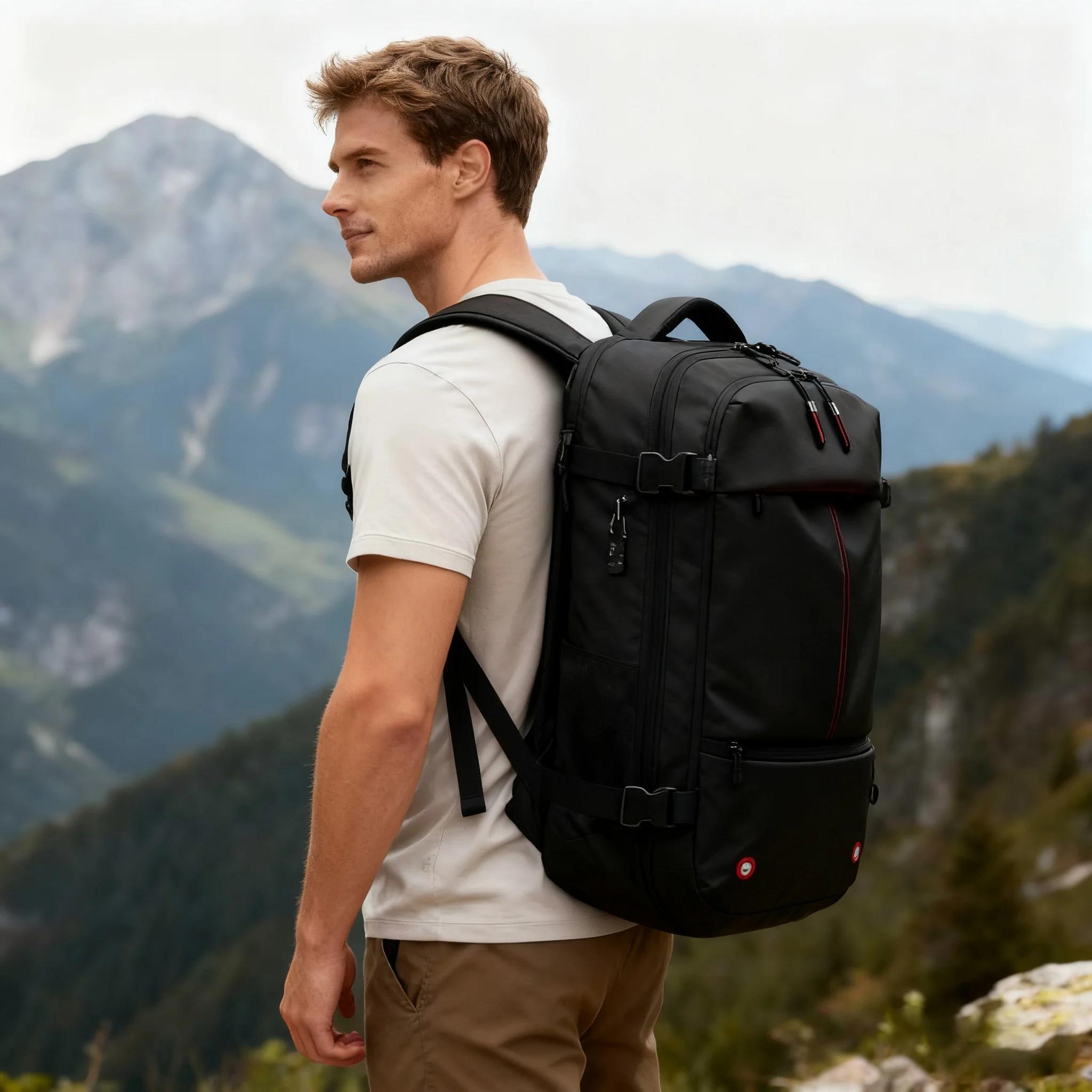 Sac à dos de voyage sous vide 60L extensible avec système de compression d'air et serrure TSA, bagag