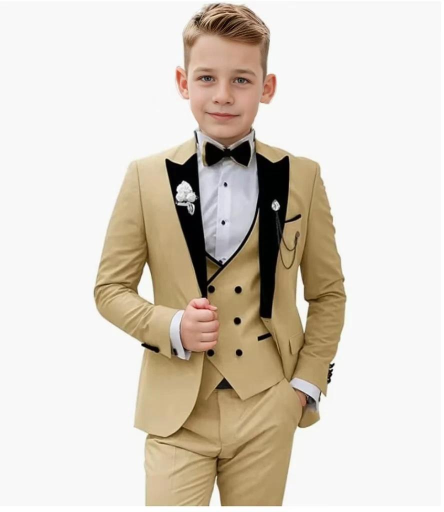 Costume de smoking pour enfants, ensemble de costume élégant pour garçons de 3 à 16 ans, 3 pièces, c