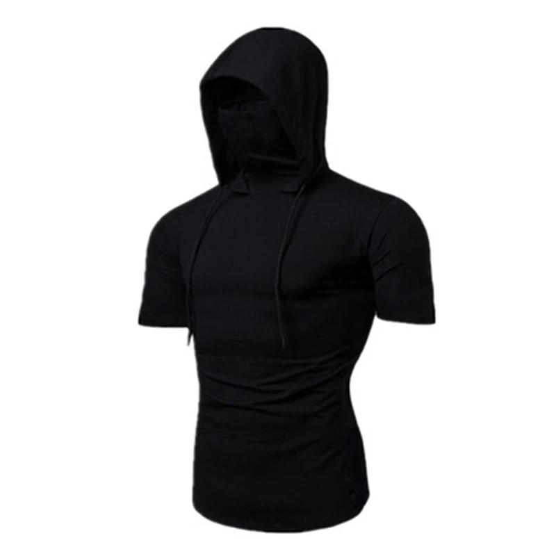 Sweat à capuche fin pour hommes, sweat-shirt à manches courtes avec masque, épissure décontractée, g