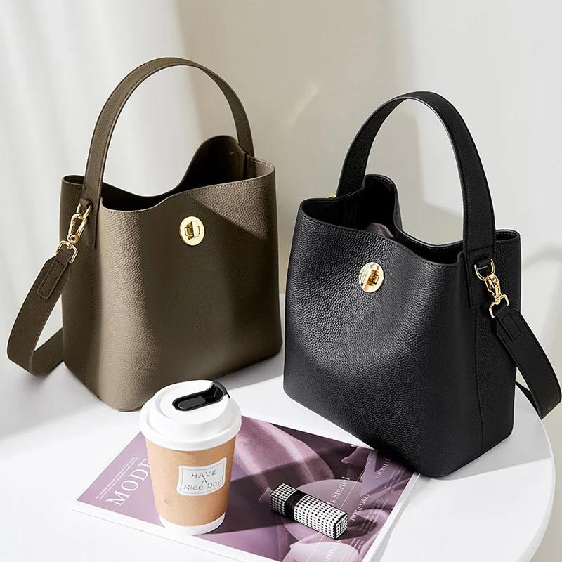 Sac à main en cuir véritable pour femmes, sacoche pour les déplacements, panier à légumes, sac à ban