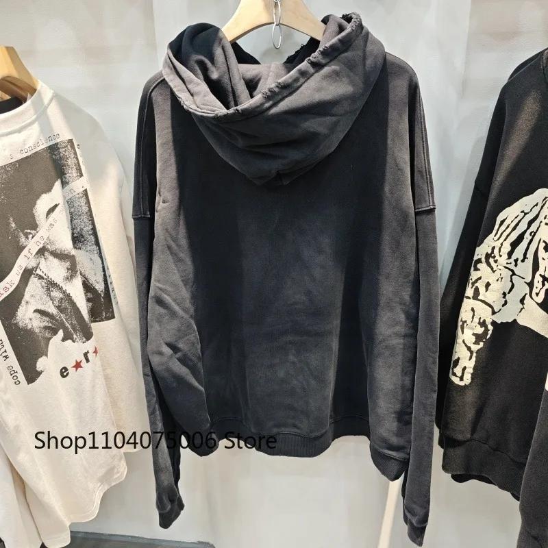 Sweat-shirt à capuche en détresse pour hommes, ample, décontracté, vêtements de sport, pull, Streetw