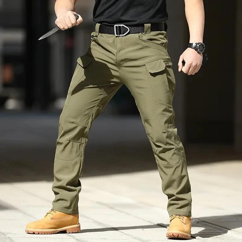 Pantalon Cargo imperméable pour hommes, élastique, poches multiples, militaire, jogging d'extérieur,