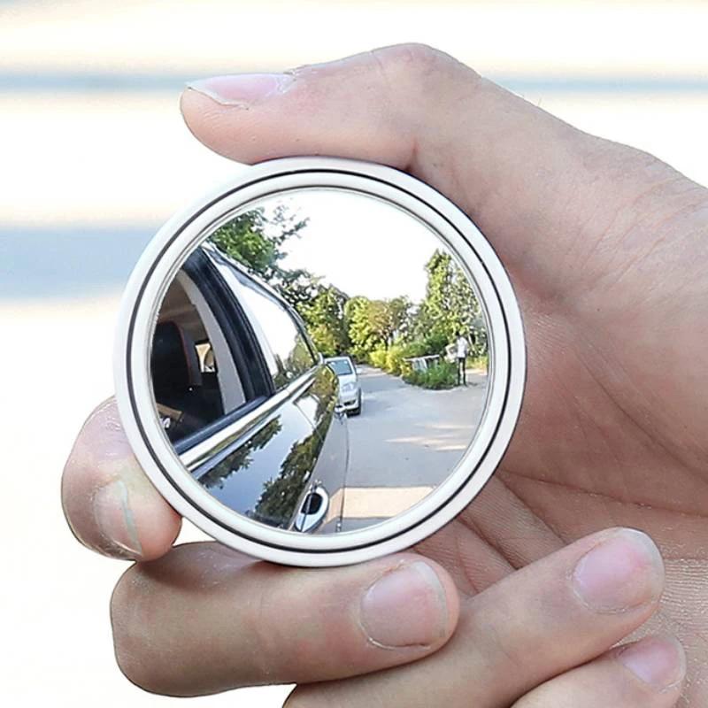Miroir d'angle mort convexe à cadre rond, 2 pièces, sécurité de conduite, grand angle à 360 degrés, 