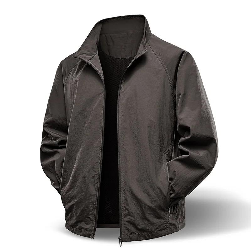 Printemps automne hommes veste décontracté en plein air col montant fermeture éclair coupe-vent impe