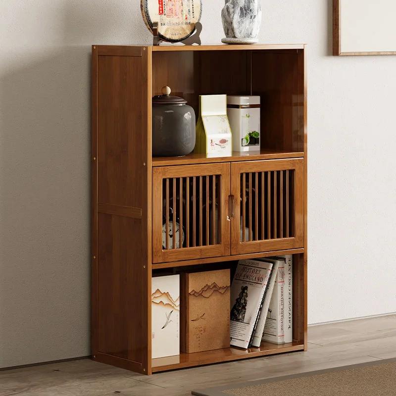 Armoire de rangement à 3 niveaux, bibliothèque de Style rétro, armoire en bambou pour cuisine, salon