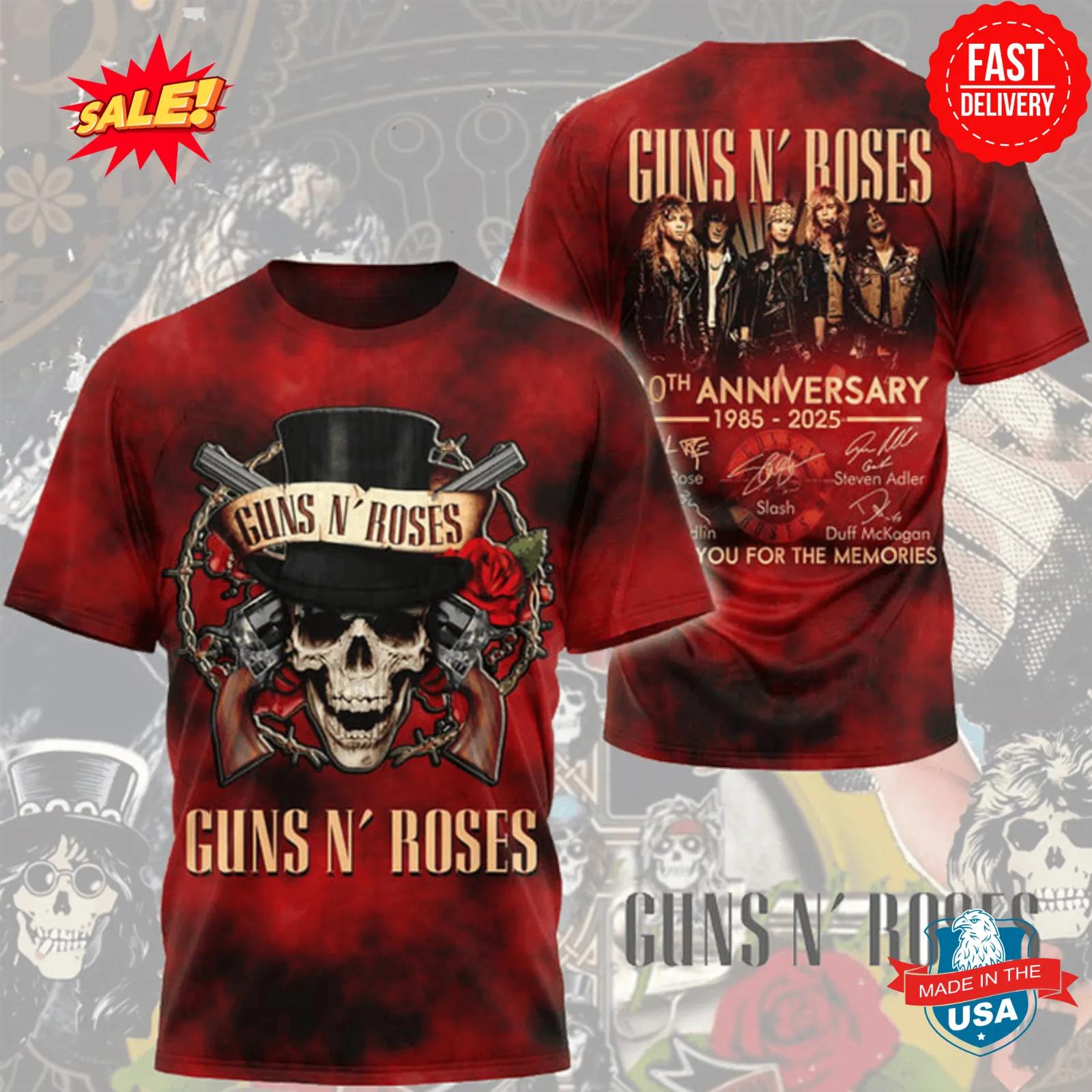Chemise 3D Guns N' Rose 2025 Tour – Epic Rock Tee pour collectionneurs de musique États-Unis