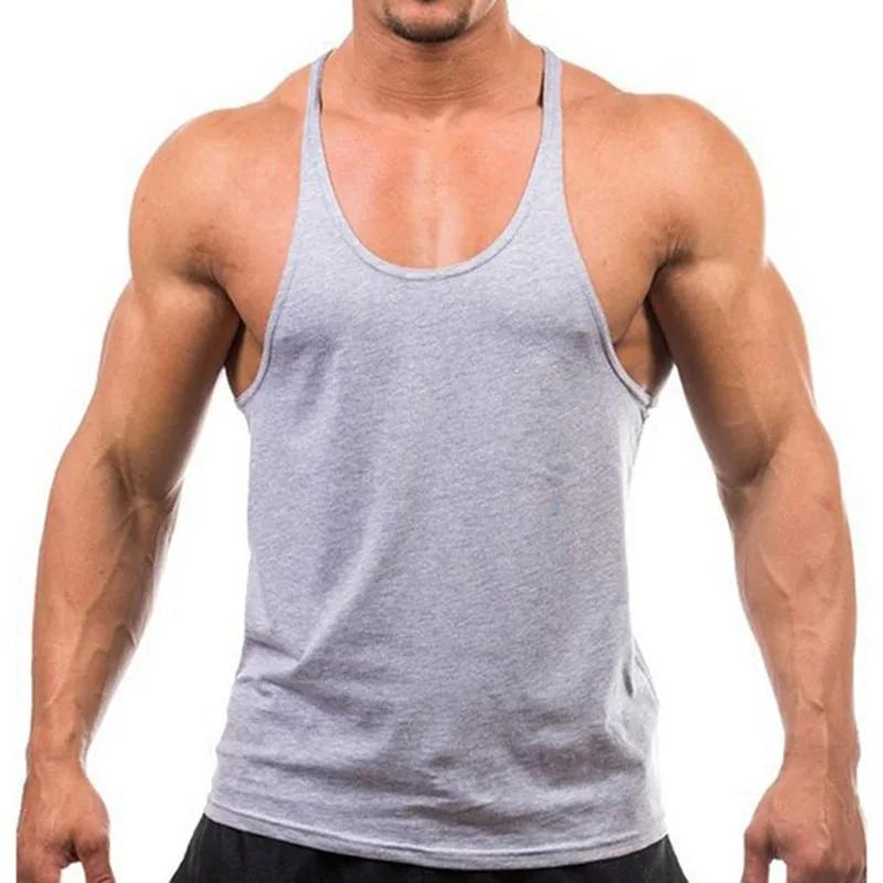 Chemise d'entraînement de musculation pour hommes, chemise en coton, haut de jogging, chemise de fit