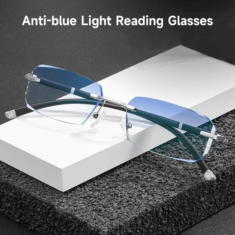 Mode diamant Anti-lumière bleue lunettes de lecture femme homme lunettes sans monture bloquant la Pr