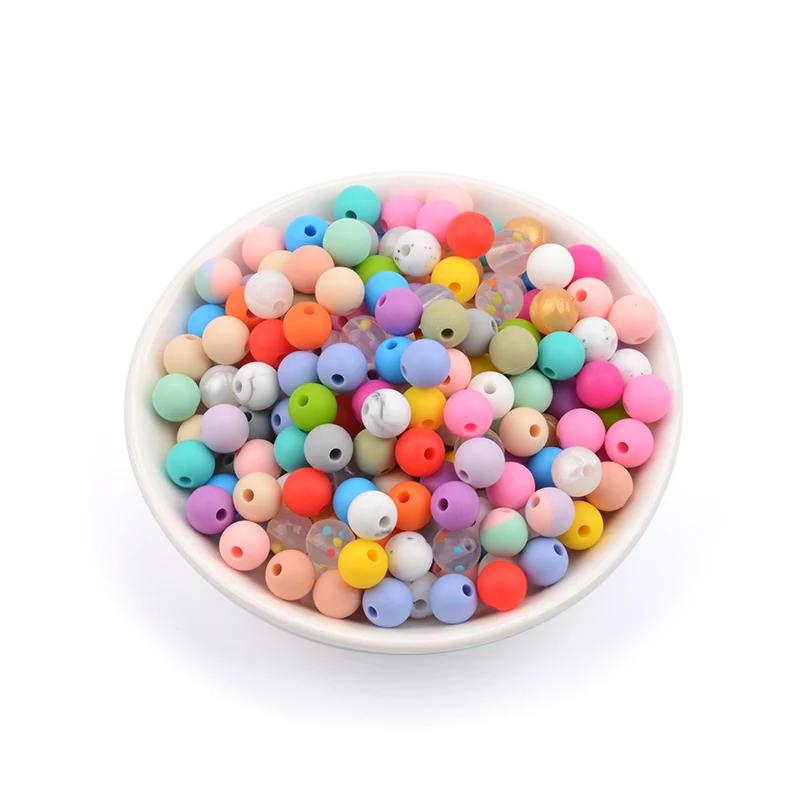 LOFCA 9mm 100 pièces perles de dentition en Silicone anneau de dentition bébé collier d'allaitement 