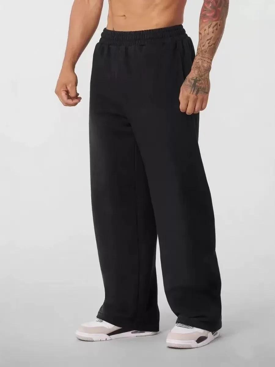 Pantalon de Sport ample de Style américain pour hommes, décontracté, course à pied, Fitness, jambe d