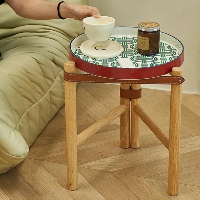 Tables basses de luxe en bois massif, table d'appoint de canapé vintage, petite escalier circulaire 