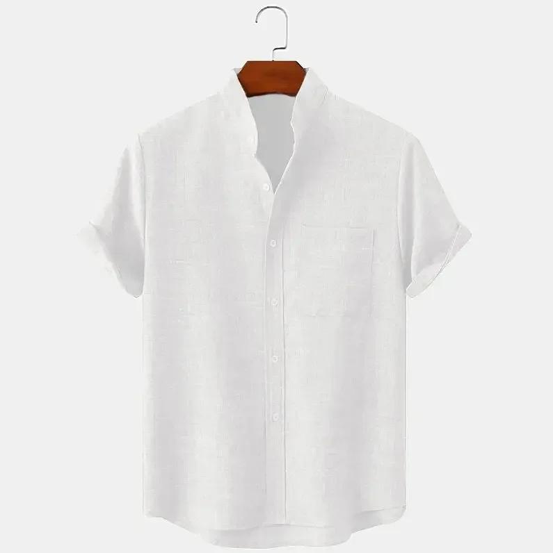 FEGKZLI Chemise en lin 100% coton à manches courtes pour hommes Chemises de plage amples surdimensio