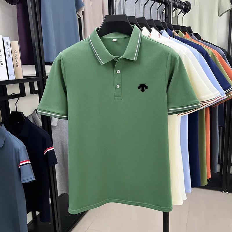 Polo d'été pour homme, couleur unie, respirant, de luxe, décontracté, col classique, t-shirt à manch