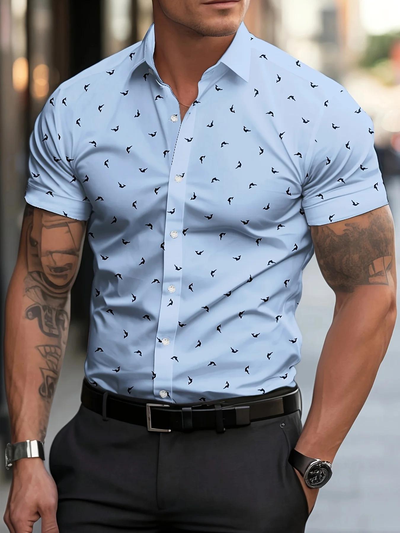 Chemise décontractée à manches courtes pour hommes – Tissu léger et respirant d'été avec imprimé poi