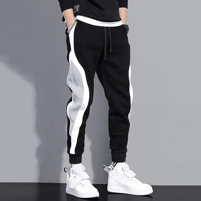 Pantalon large décontracté pour homme, pantalon de sport respirant, ULélastique, patchwork à neuf po