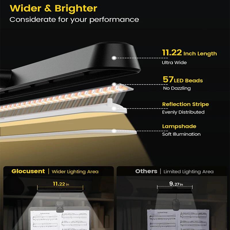 NV 57 LED Super lumineux pupitre lumière soin des yeux Clip-on Piano lumière USB-C Rechargeable Dimm