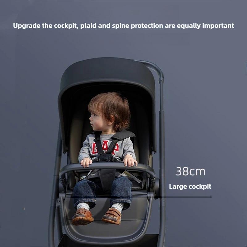 Poussette bébé haute vue peut s'asseoir ou s'allonger, légère et pliable, poussette bidirectionnelle