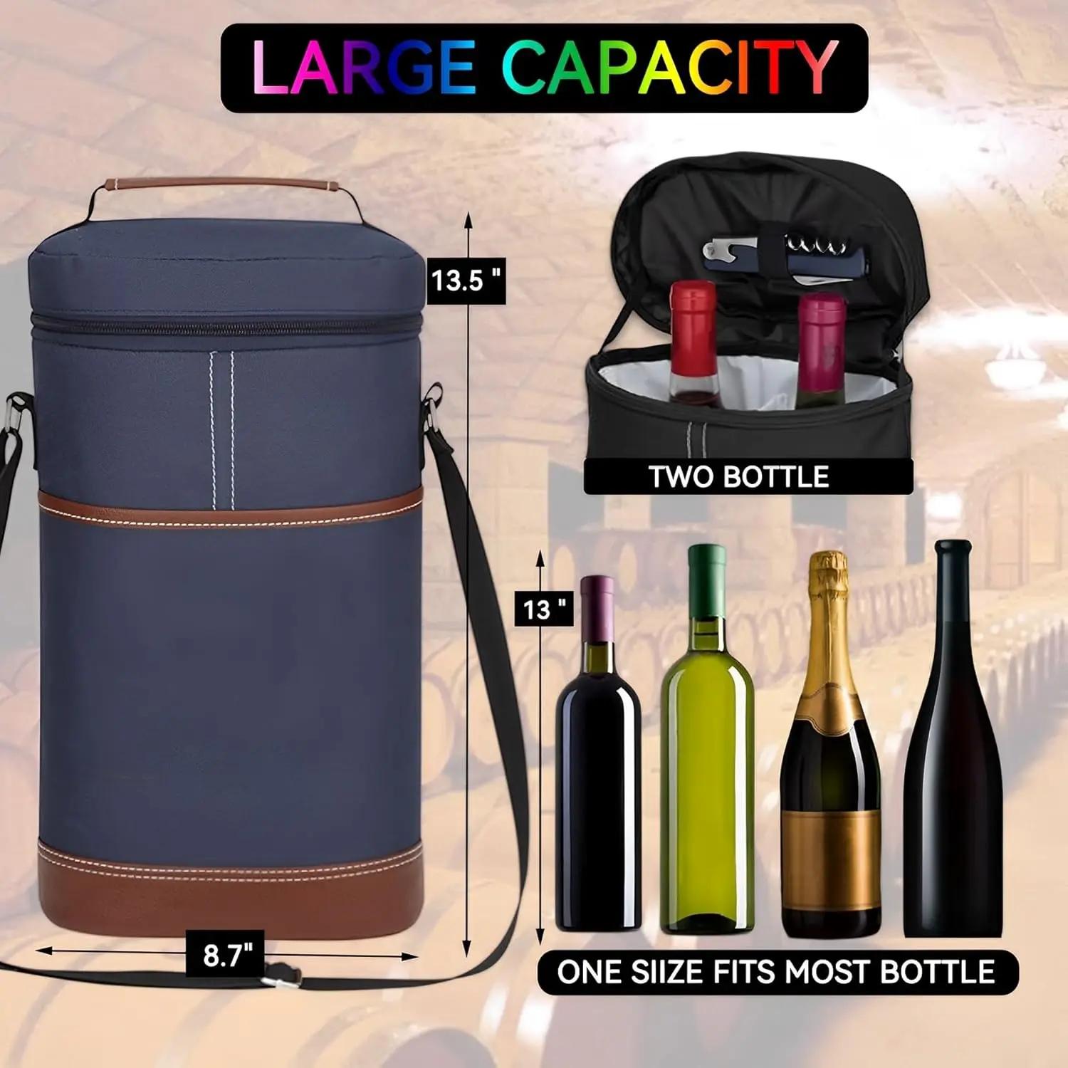 Sac isotherme pour bouteille de vin isotherme souple, bouteille thermique à 2 clics, sac d'extérieur