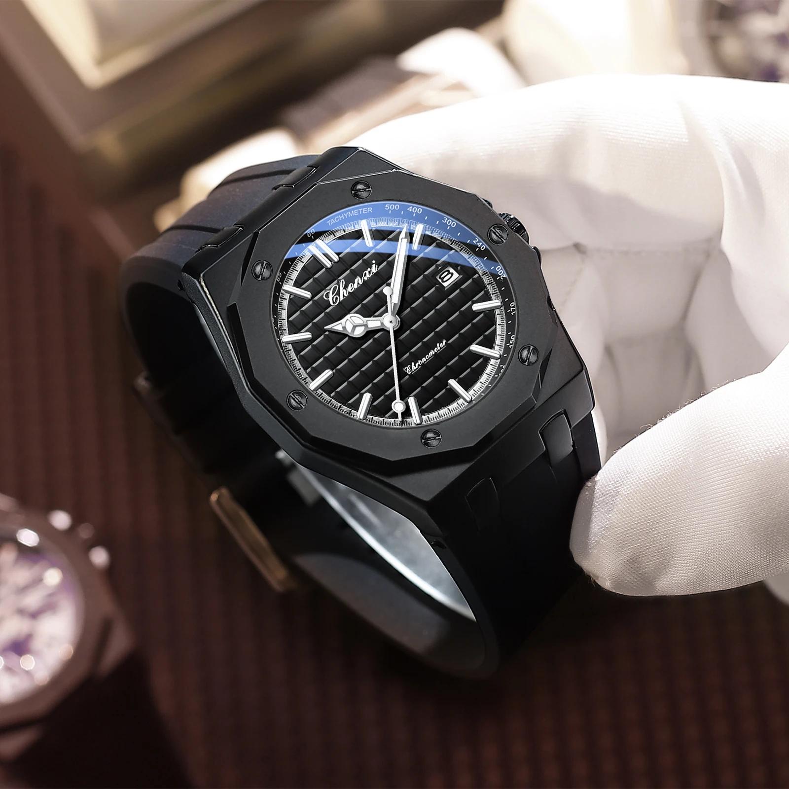 CHENXI 8268 montre de luxe pour hommes Top marque compacte Silicone étanche calendrier veilleuse hom