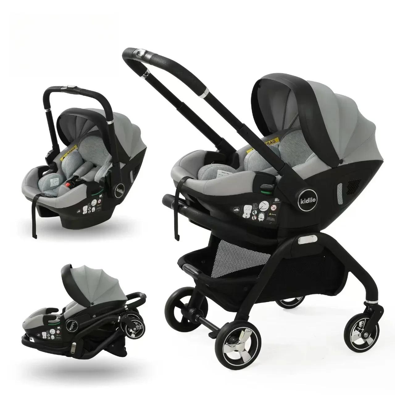 Poussette bébé rose 4-en-1 neuve avec nacelle - Siège auto multifonction pliable livraison UE