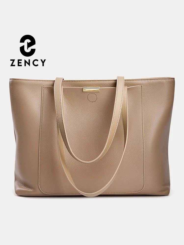 Zency-Sac fourre-tout en cuir de vachette souple pour femme, sac à main initié, grande capacité, sac