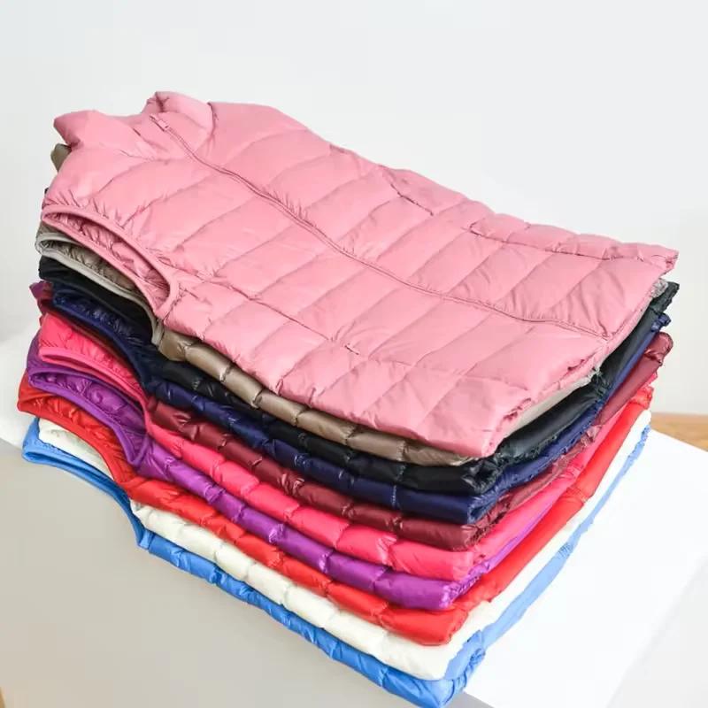 Gilet en duvet d'automne et d'hiver pour femme, veste courte ultra-légère en duvet de canard, gilet 