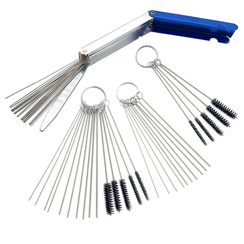 Outil de nettoyage de carburateur, Jet de saleté en carbone, brosses, aiguilles pour voiture, moto, 