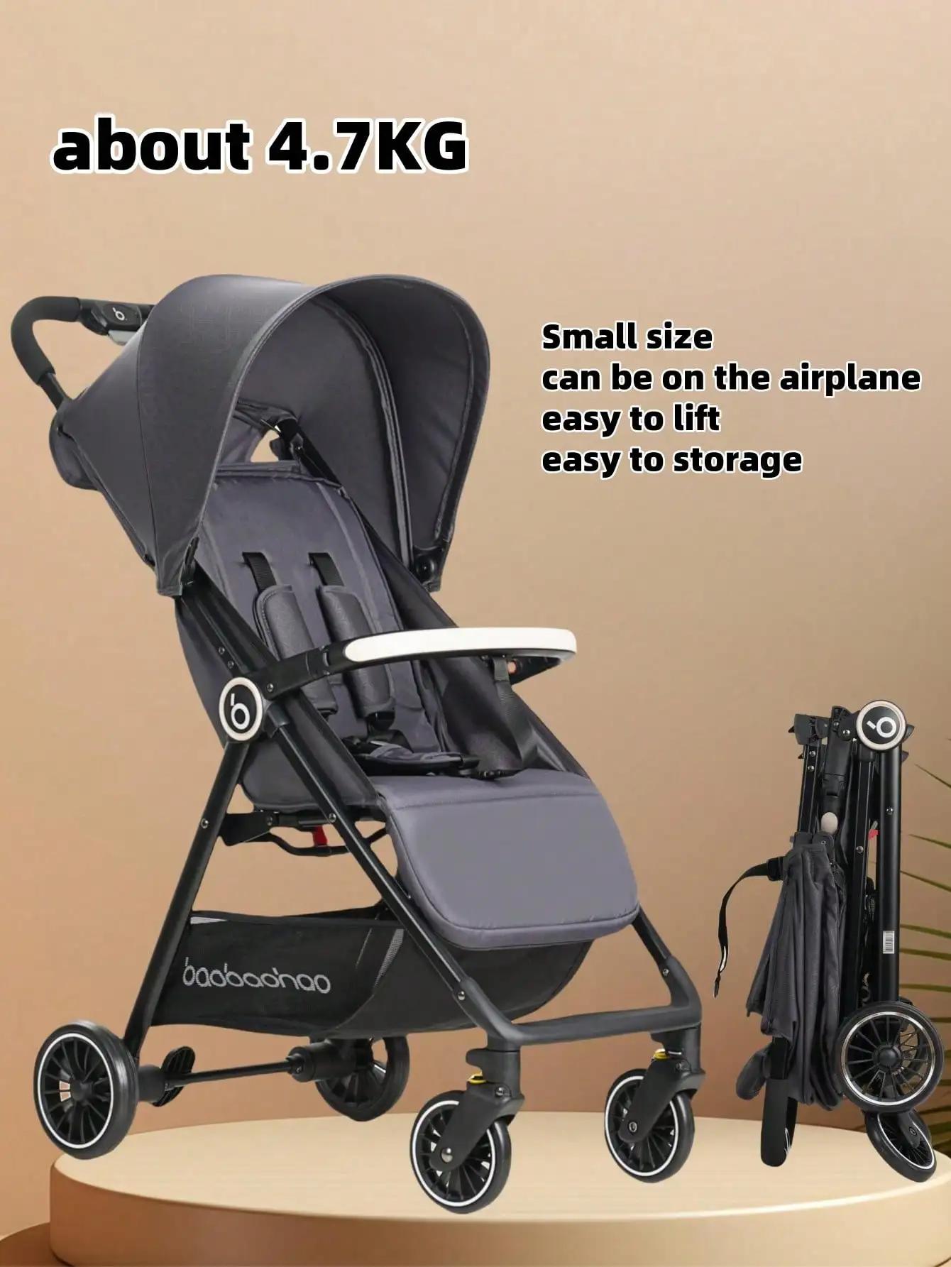 1 poussette pour bébé légère noire pèse seulement 4,7 kg, pratique pour les avions, les trains et le