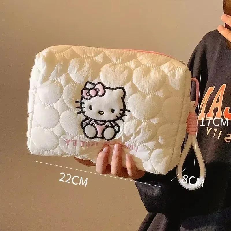 Sanrio Hello Kitty sac de maquillage carré Kawaii Double fermeture éclair sac de rangement de voyage