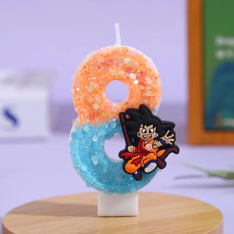 Bandai Dragon Ball Wukong bougie 3D 0-9 chiffres personnage de dessin animé décorations de gâteau de