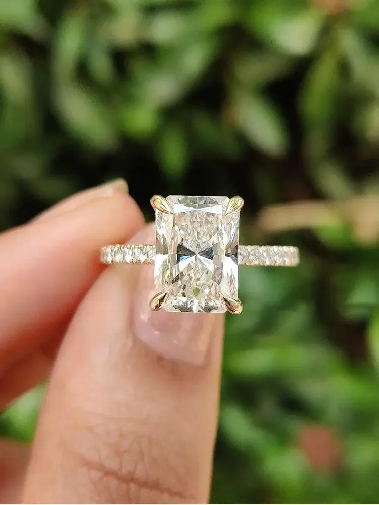 DWJ 2-5CT magnifique bague rectangulaire en Zircon en argent Sterling 925 pour les femmes anniversai